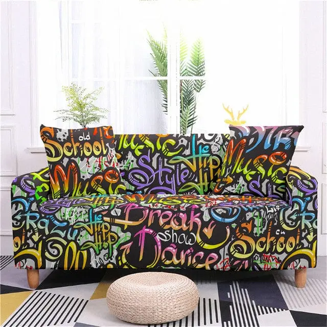 GRAFFITI - Housse canapé extensible