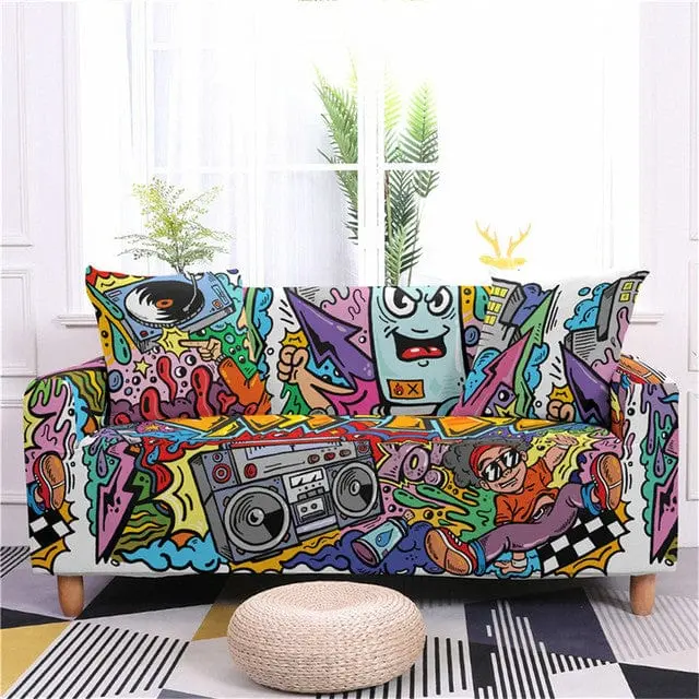 GRAFFITI - Housse canapé extensible