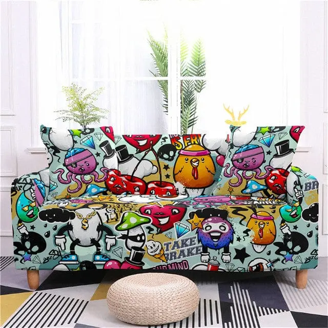 GRAFFITI - Housse canapé extensible