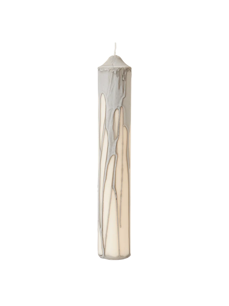 Dryp Pillar Candle - Large - Warm Grey