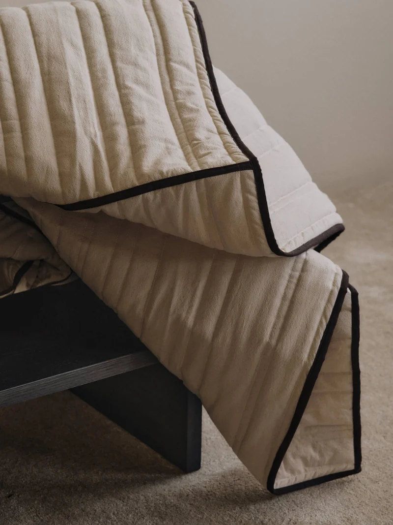 Vari Quilted Bedspread - Single - Natural/Dark Chocolate