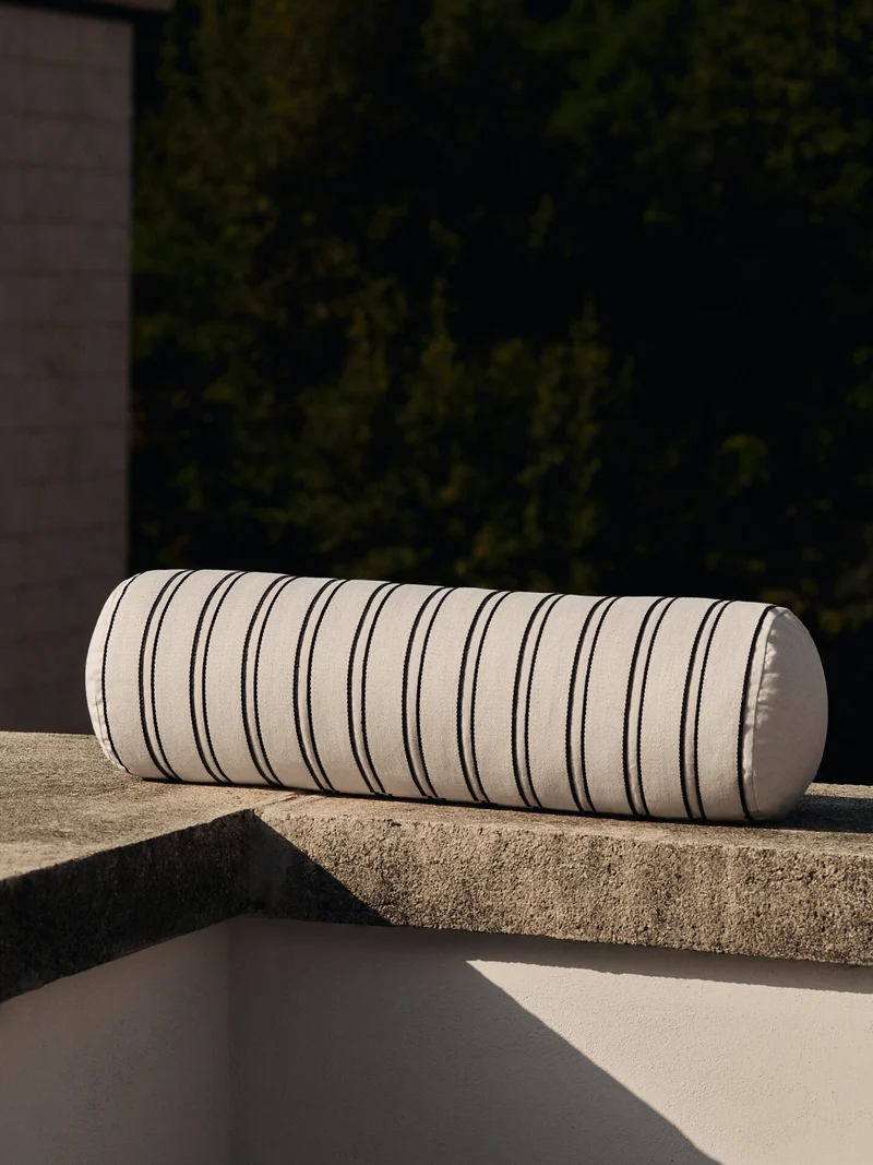 Twill Bolster Cushion - Off-White/Black