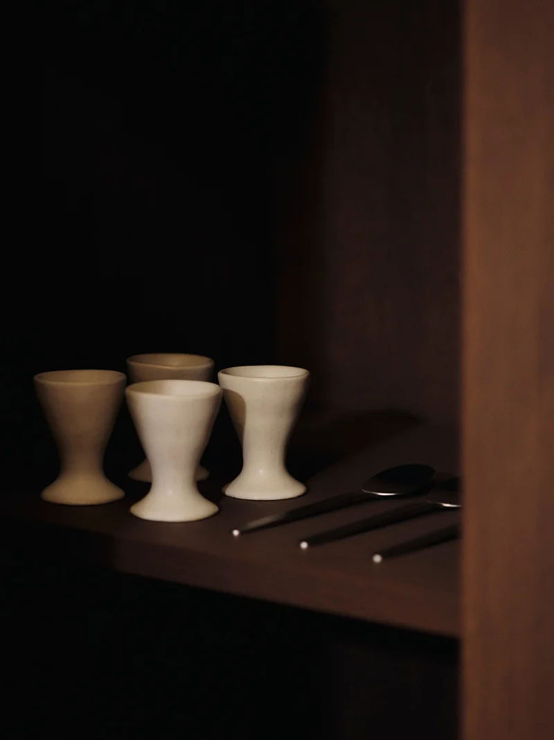 Flow Egg Cups - Set of 2 - Off-White Speckle