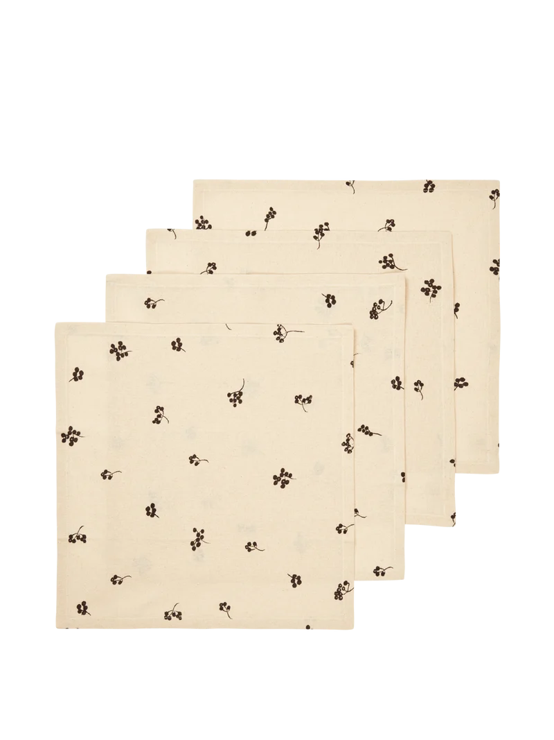 Baies Napkins - Set of 4 - Natural/Dark Chocolate