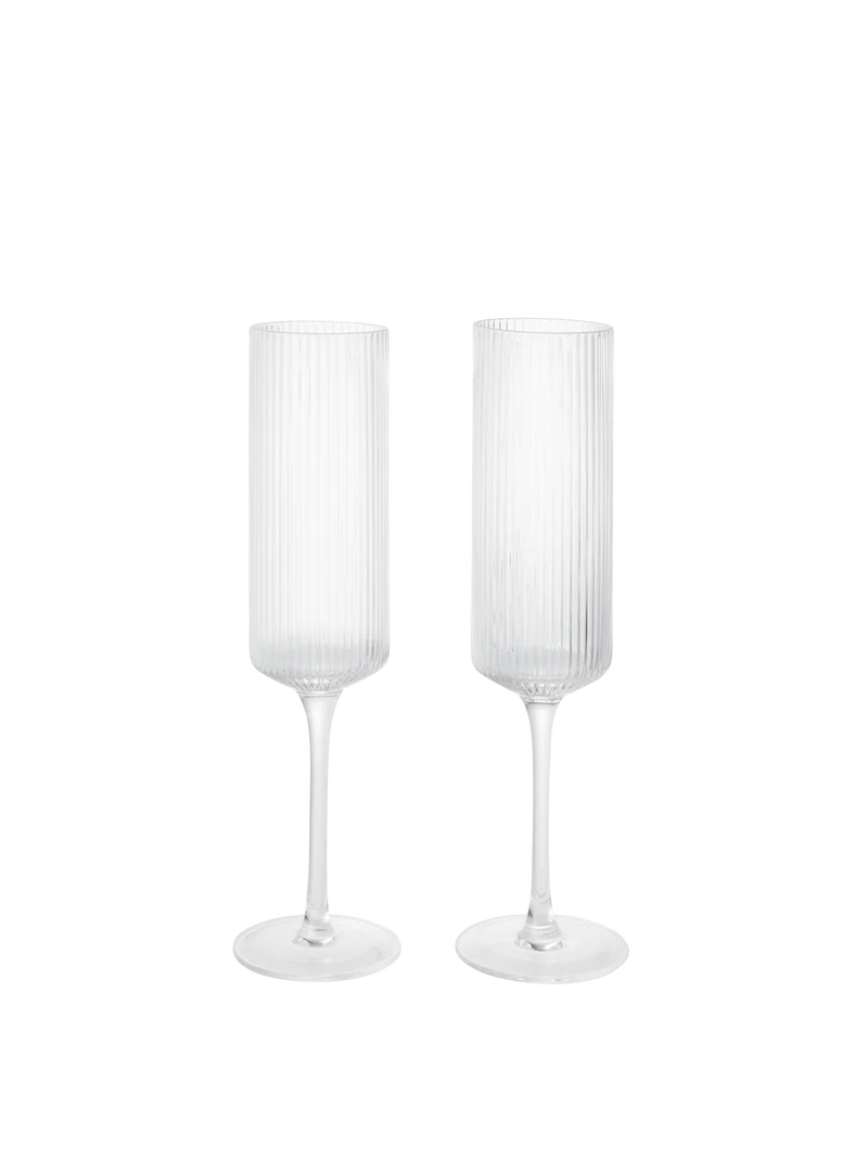 Ripple Champagne Flutes - Set of 2 - Clear