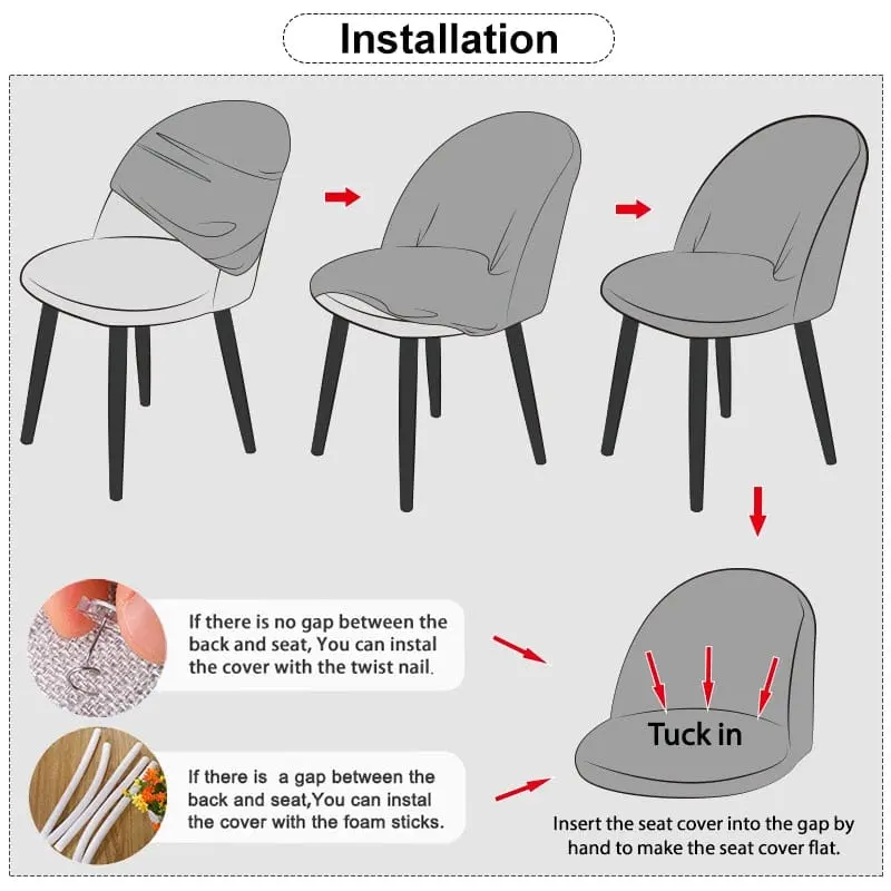 Housse chaise scandinave, au style bec de canard en velours BACKSCAN