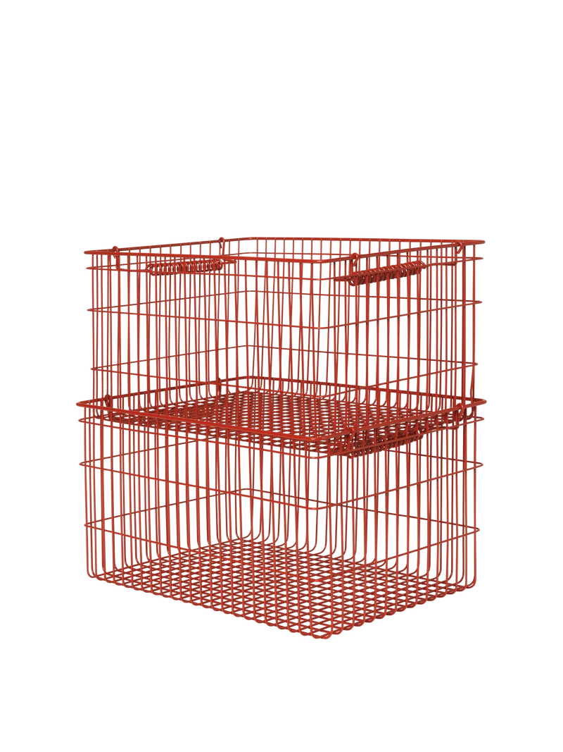 Cala Stackable Baskets - Set of 2 - Poppy Red