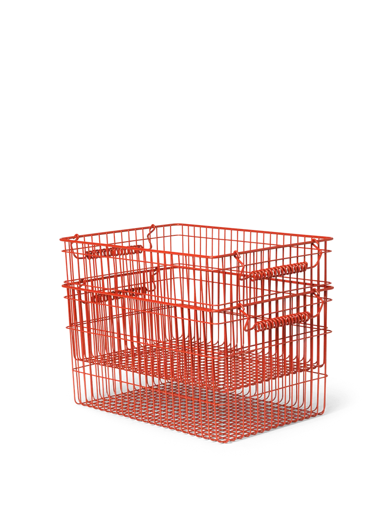 Cala Stackable Baskets - Set of 2 - Poppy Red
