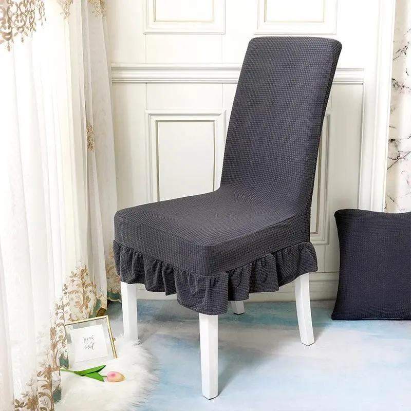 Couvre-chaise élastique à jupe en dentelle résistante à l'eau
