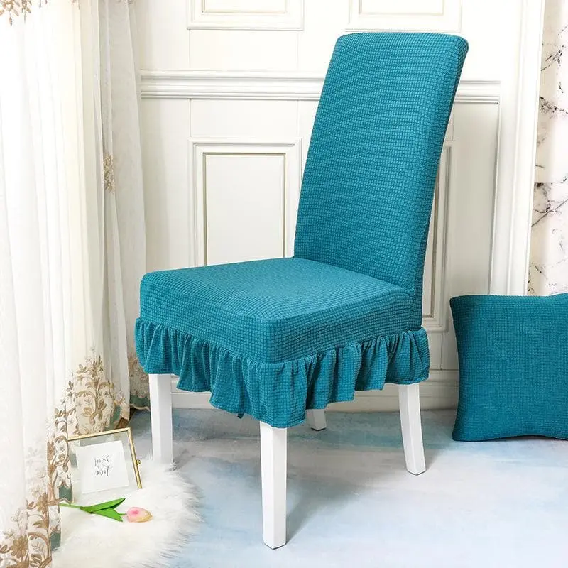 Couvre-chaise élastique à jupe en dentelle résistante à l'eau