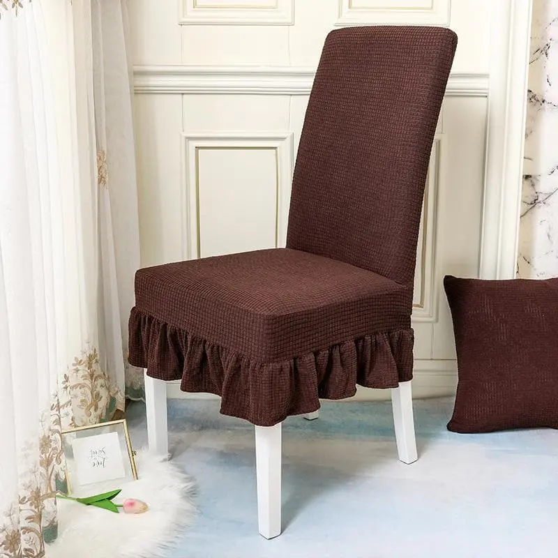 Couvre-chaise élastique à jupe en dentelle résistante à l'eau