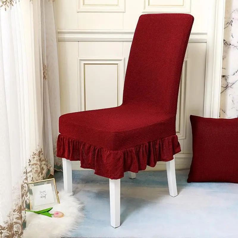 Couvre-chaise élastique à jupe en dentelle résistante à l'eau