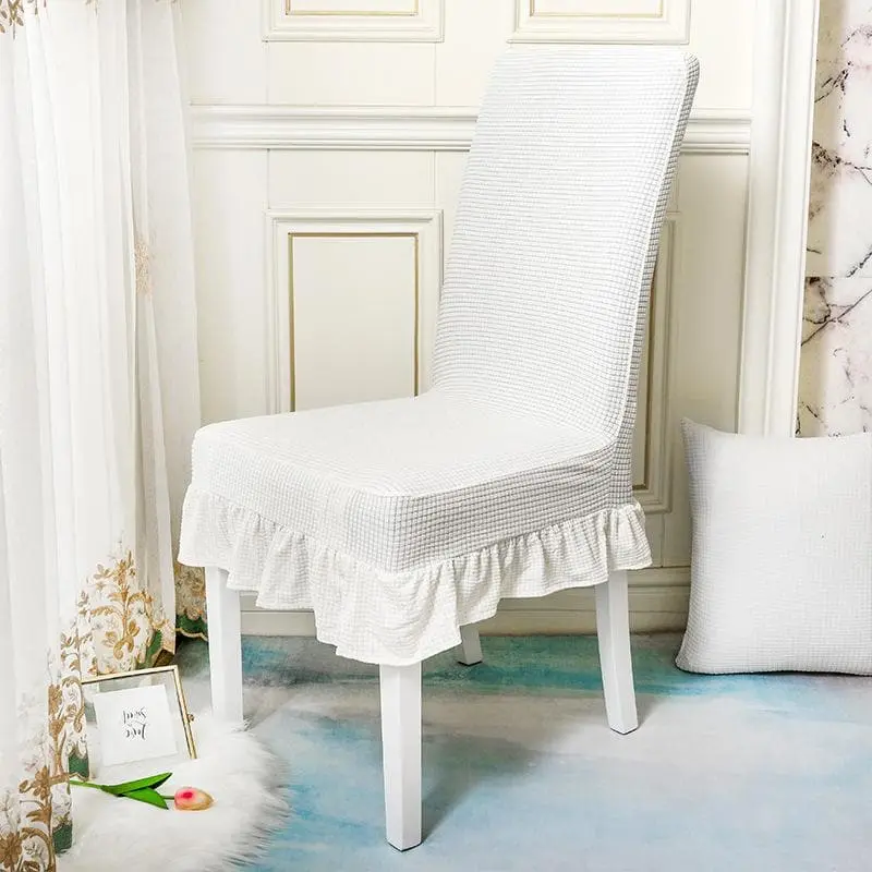 Couvre-chaise élastique à jupe en dentelle résistante à l'eau