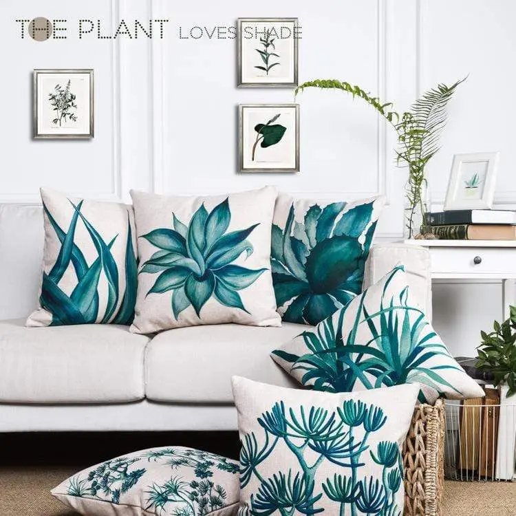 Housse de coussin motif cactus