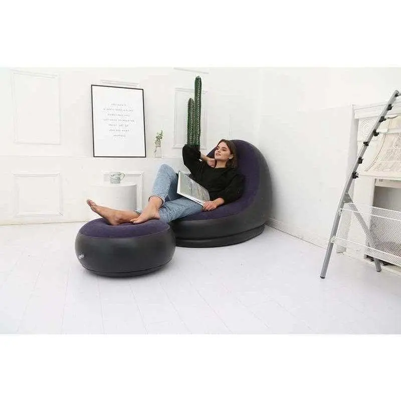 Canapé gonflable LAZYSOF, Fauteuil paresseux avec repose pied pliant gonflable