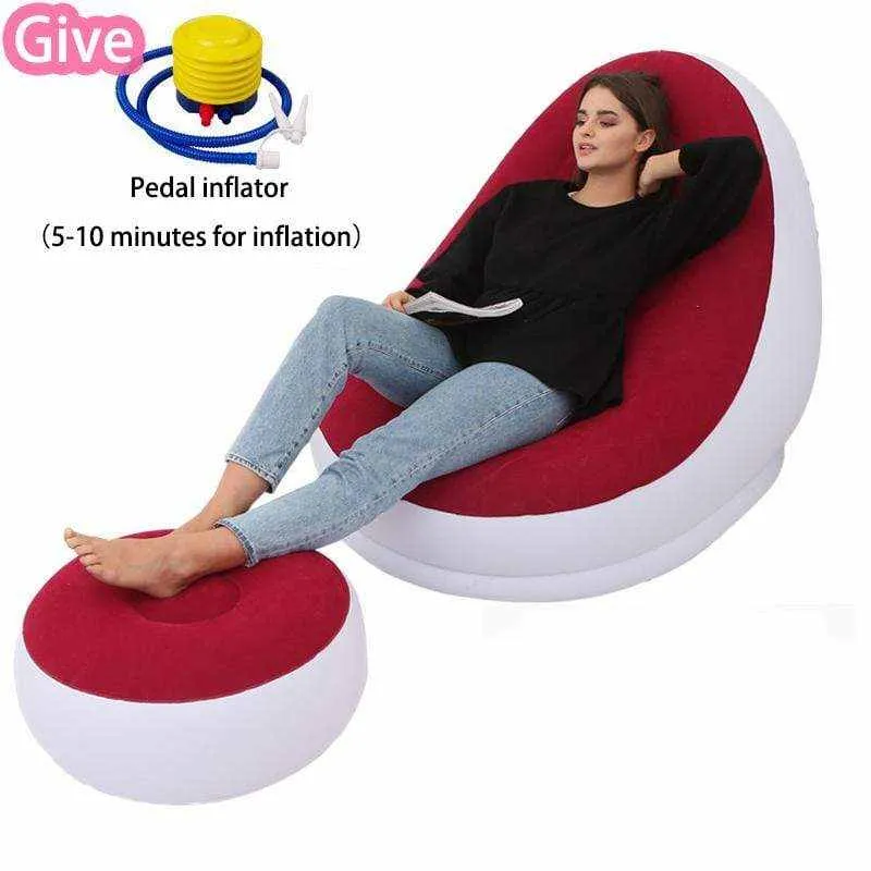 Canapé gonflable LAZYSOF, Fauteuil paresseux avec repose pied pliant gonflable