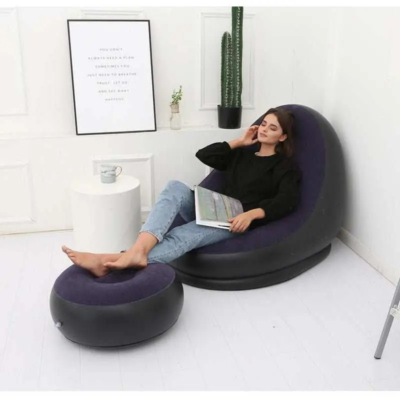 Canapé gonflable LAZYSOF, Fauteuil paresseux avec repose pied pliant gonflable