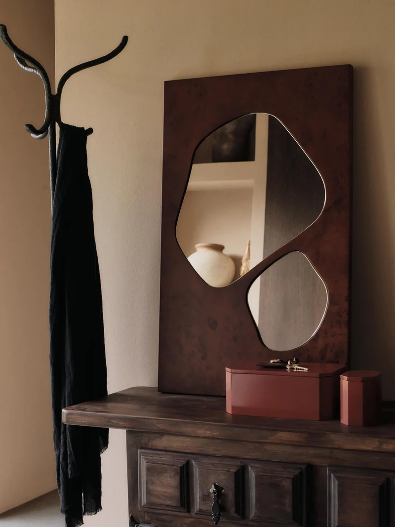 Folia Mirror - Medium - Dark Stained Burl