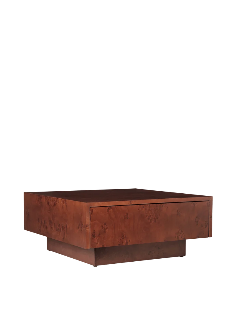 Burl Storage Coffee Table - Dark Stained Burl