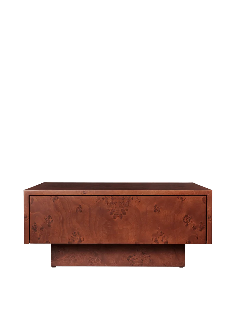 Burl Storage Coffee Table - Dark Stained Burl
