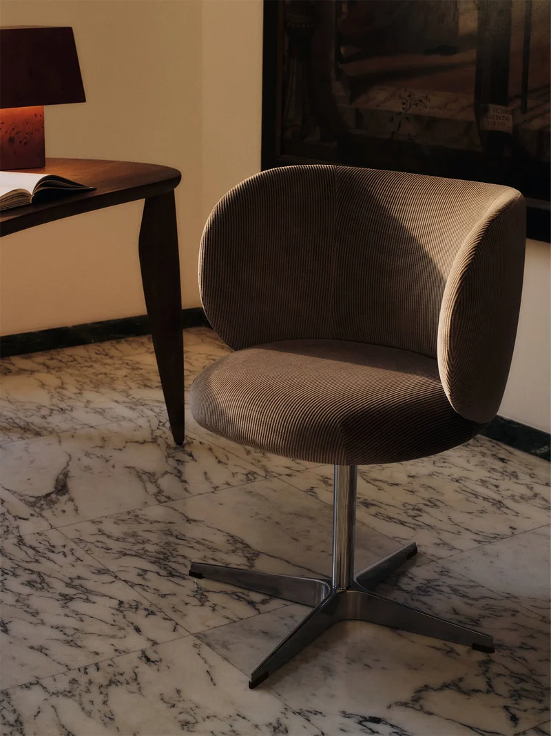 Rico Dining Chair - Swivel - Devoré Velvet - Flint Grey