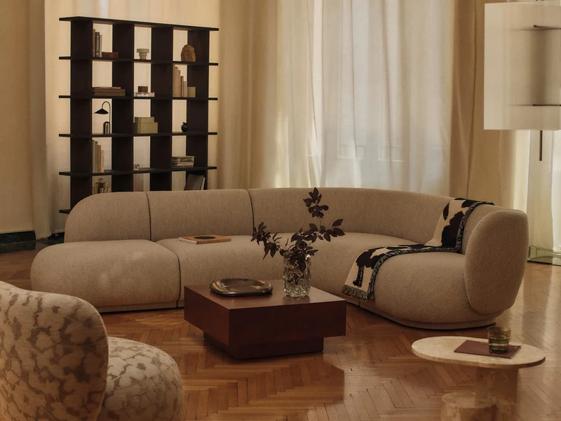 Rico Sofa Corner - Wide - Soft Bouclé - Natural