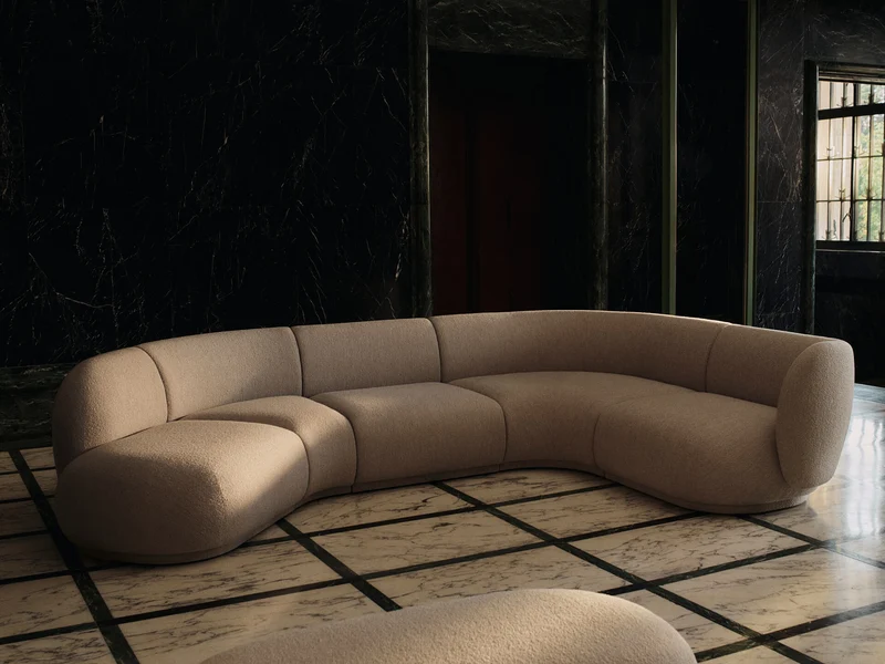 Rico Sofa Corner - Wide - Soft Bouclé - Natural