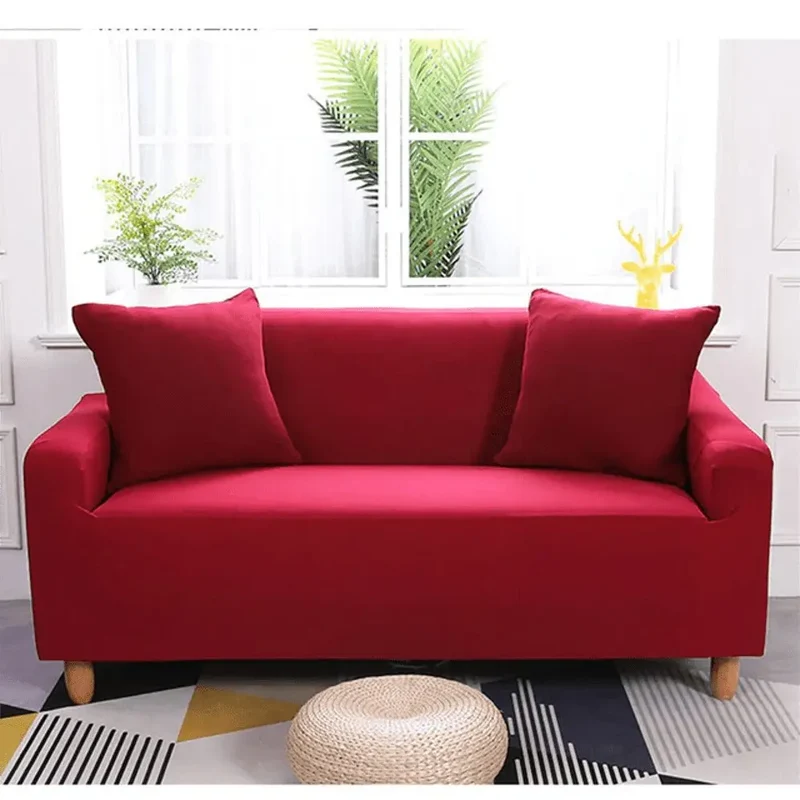 ROUGE - Housse universelle couleur unique pour canapé et fauteuil - Housse De France