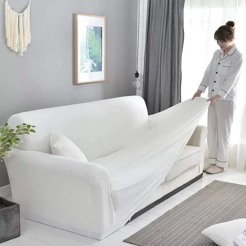 BLANC - Housse canapé universelle couleur unique pour mobiliers d'intérieur- Housse De France