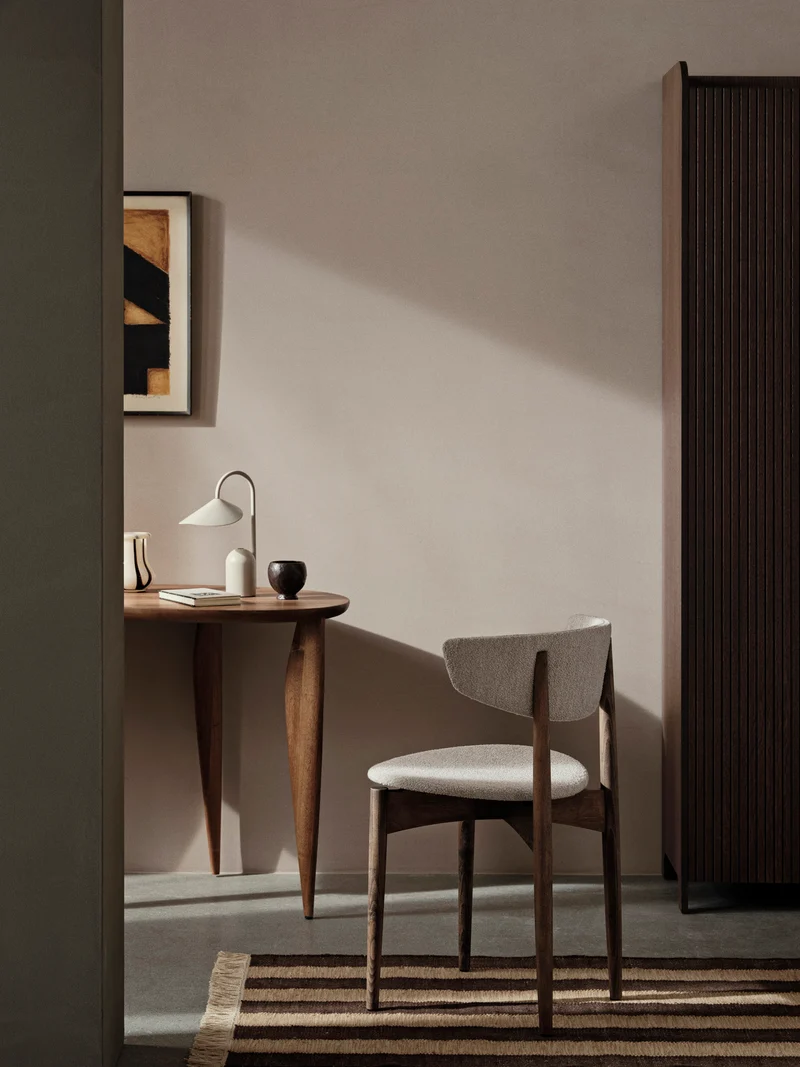 Herman Dining Chair - Upholstered - Soft Bouclé - Dark Stained Beech/Natural