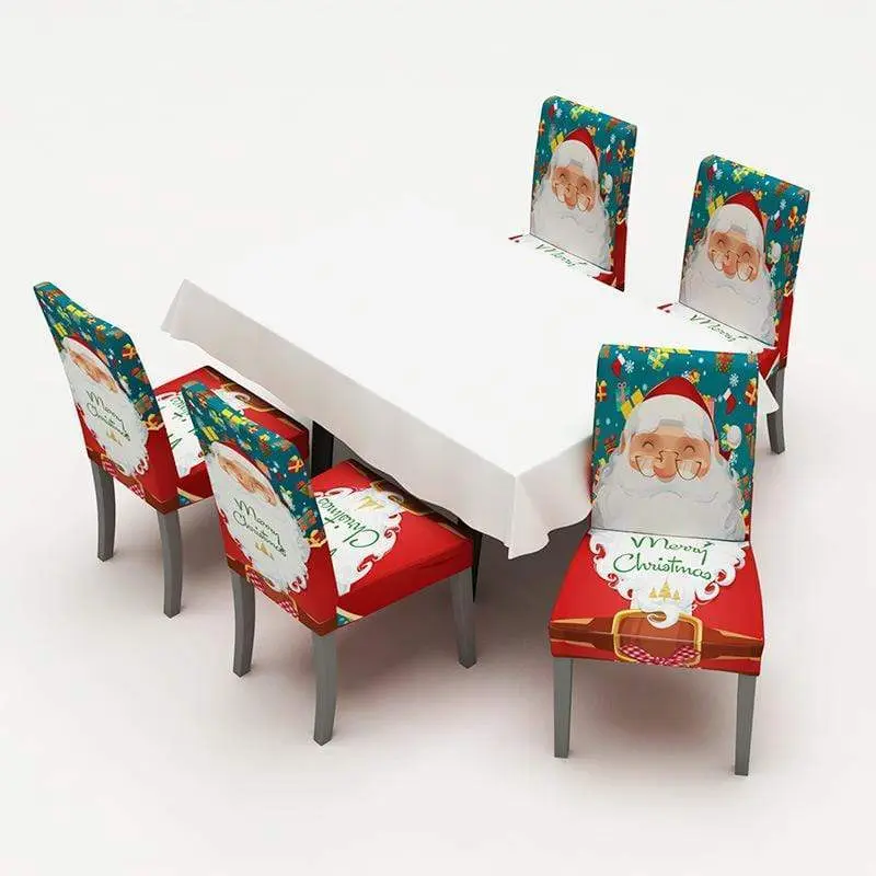 PNOEL - Housse de chaise imprimée motif Père Noël