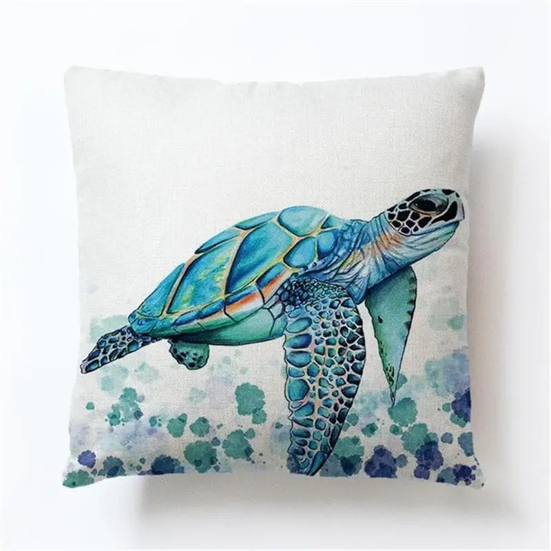 Housse de coussin impression polyester motif Tortue