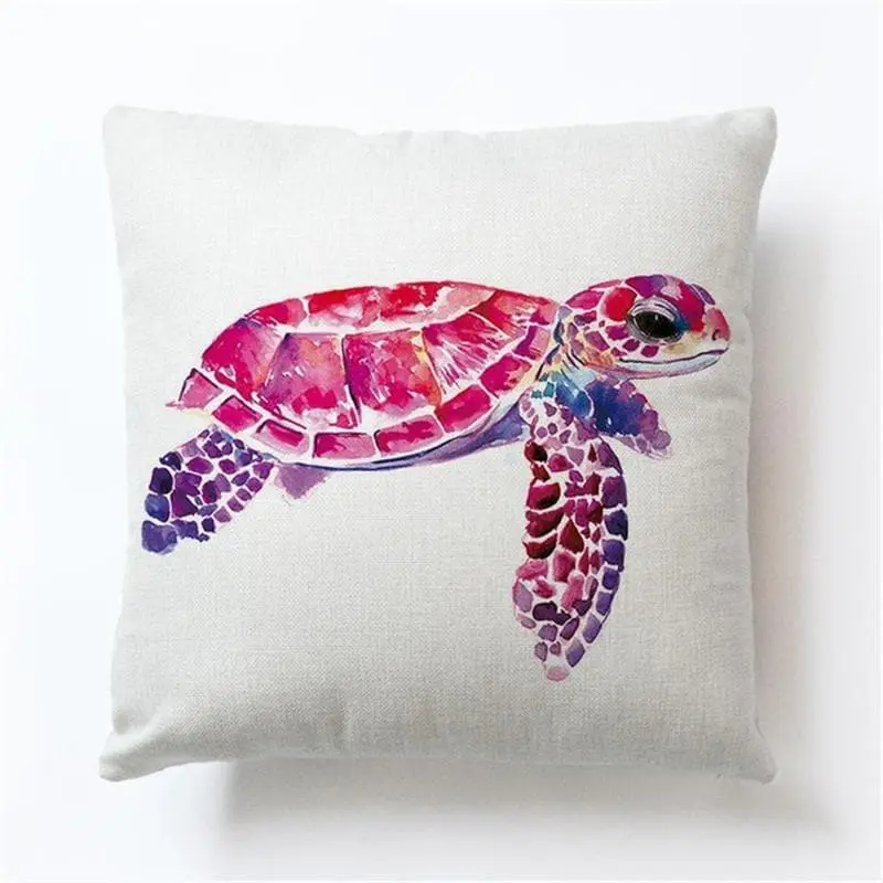 Housse de coussin impression polyester motif Tortue