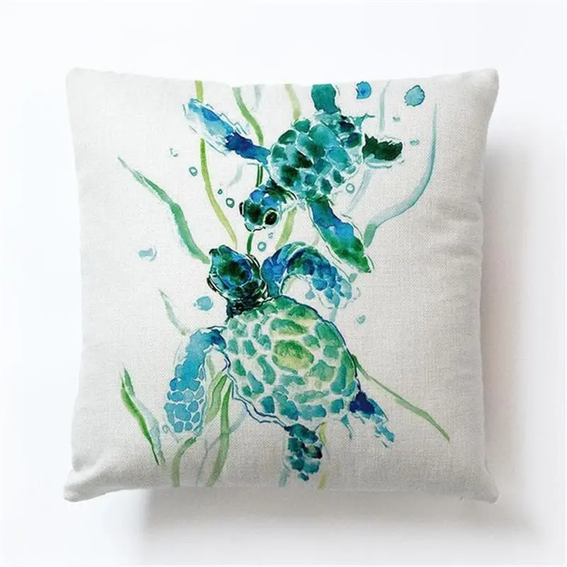 Housse de coussin impression polyester motif Tortue