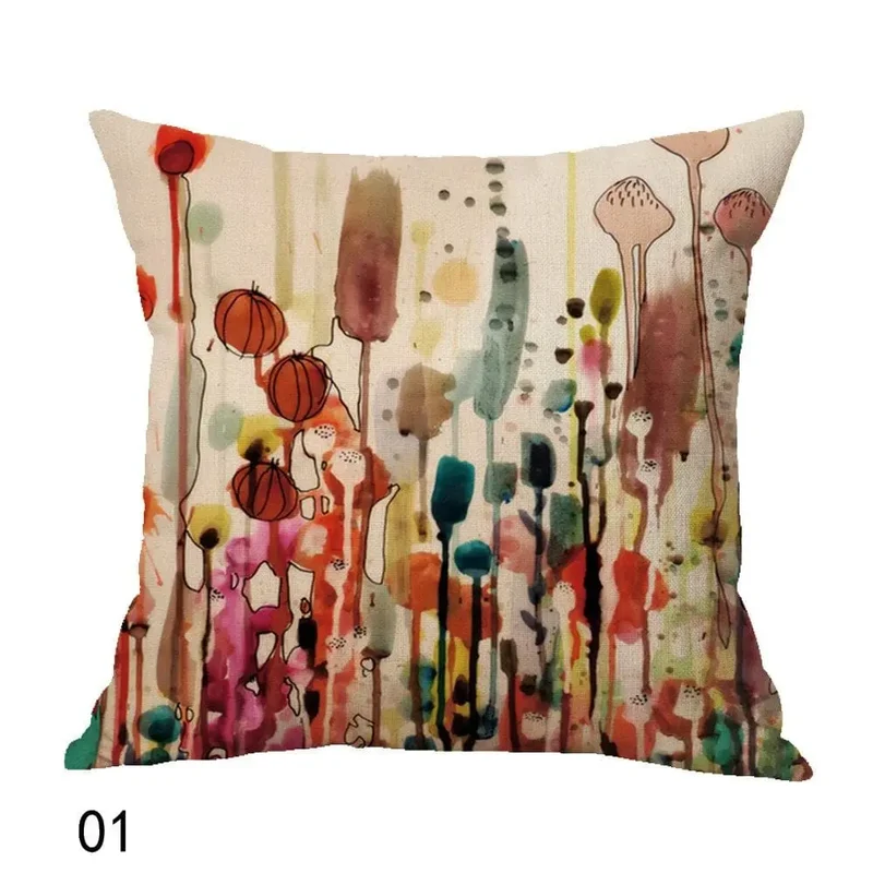 Housse de coussin peint à l'huile des oiseaux