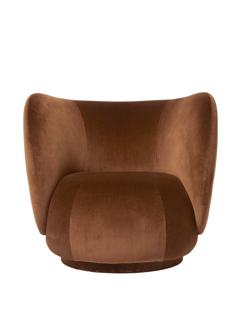 Rico Lounge Chair - Swivel - Devoré Velvet - Rust