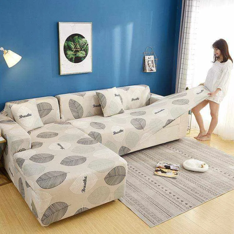 Housse de canapé d'angle extensible pour canapé et fauteuil FLEUR D’ÉTÉ