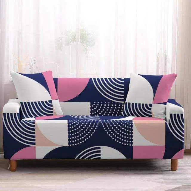 PINK GEO - Housse extensible pour canapé et fauteuil
