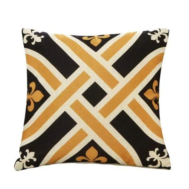 Housse de coussin géométrique Jaune Gris Noir