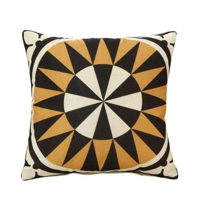 Housse de coussin géométrique Jaune Gris Noir