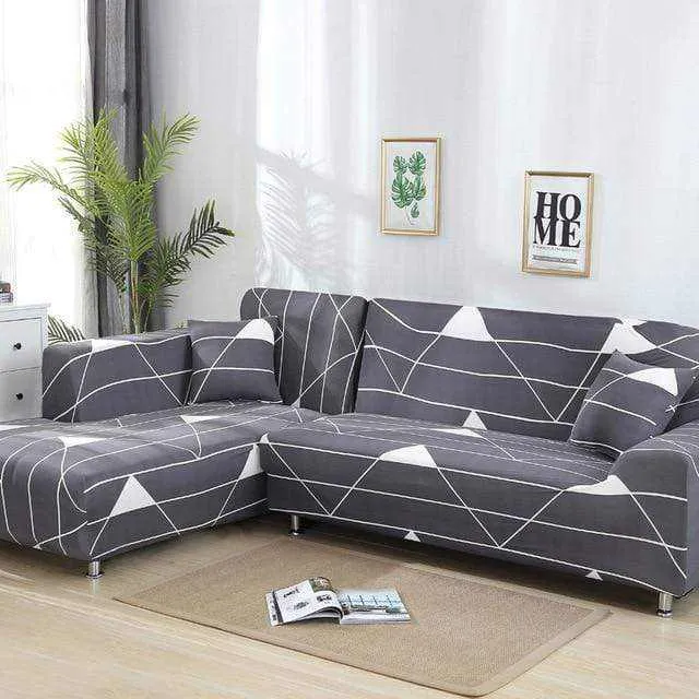Housse canapé extensible GRIS BLANC