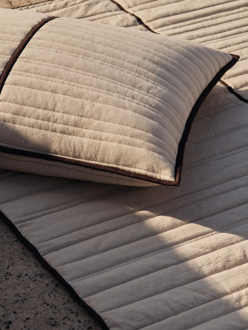 Vari Quilted Cushion - Rectangular - Natural/Dark Chocolate