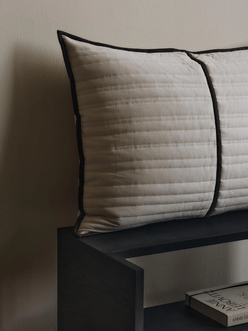 Vari Quilted Cushion - Rectangular - Natural/Dark Chocolate