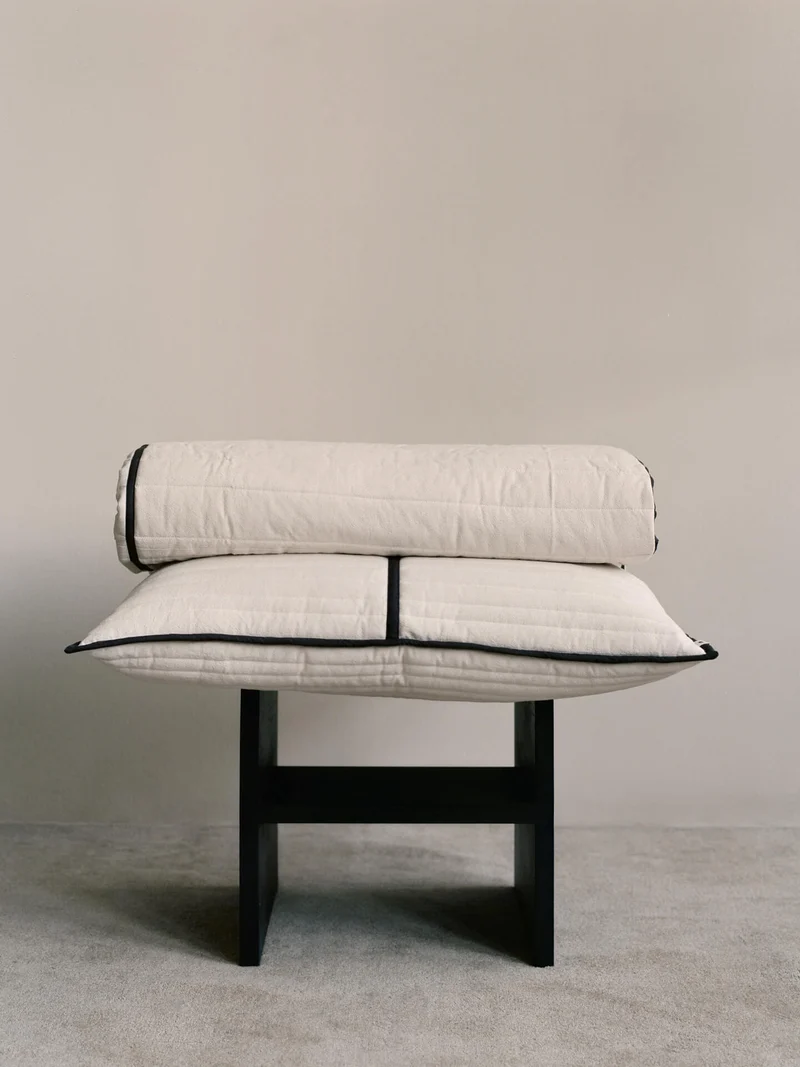 Vari Quilted Cushion - Rectangular - Natural/Dark Chocolate