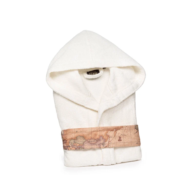 Accappatoio con Cappuccio Geo Classic in Cotone 480 gr/mq