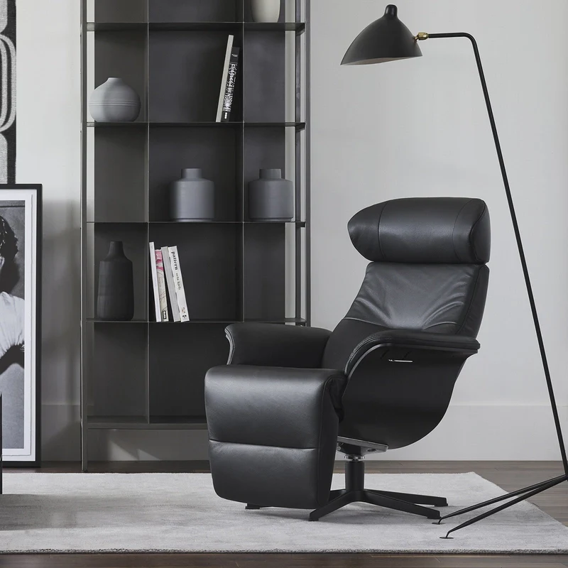 Timeout - Leather Reclining Armchair with Integrated Footrest by Conform