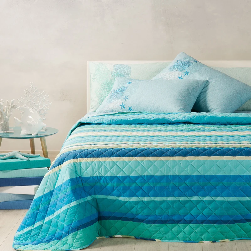 Copriletto Primaverile ibiza Mediterraneo in Cotone 80 gr/mq