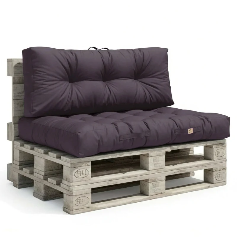 Ensemble Coussins Palette 120x80 Gris Carbone - Imperméable & Épais 15cm