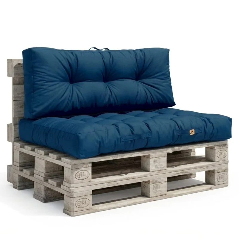 Ensemble Coussins Palette 120x80 Bleu Pétrole - Imperméable & Épais 15cm