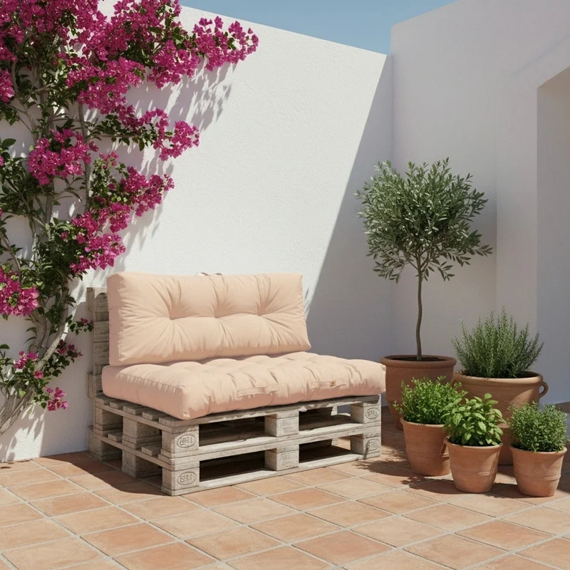 Ensemble Coussins Palette 120x80 Beige - Imperméable & Épais 15cm